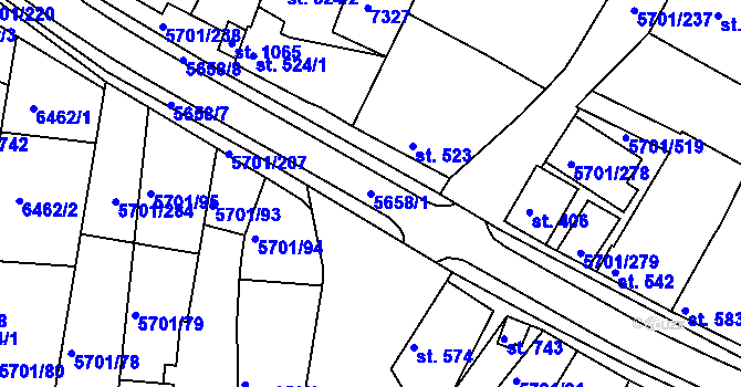 Parcela st. 5658/1 v KÚ Hrádek u Znojma, Katastrální mapa