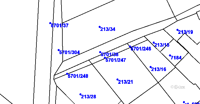 Parcela st. 5701/38 v KÚ Hrádek u Znojma, Katastrální mapa