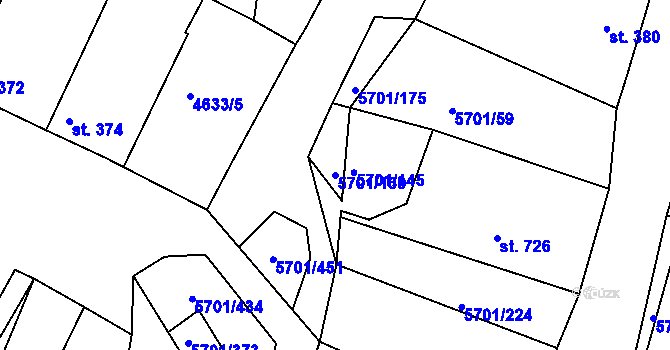 Parcela st. 5701/130 v KÚ Hrádek u Znojma, Katastrální mapa