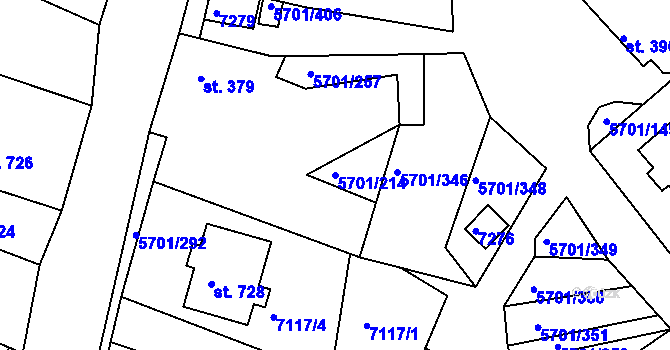 Parcela st. 5701/214 v KÚ Hrádek u Znojma, Katastrální mapa