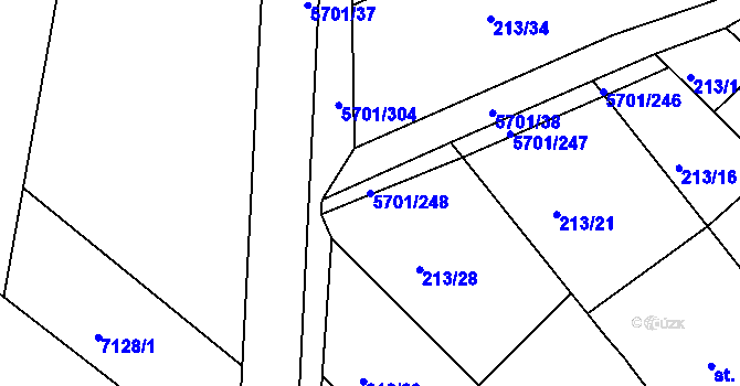 Parcela st. 5701/248 v KÚ Hrádek u Znojma, Katastrální mapa