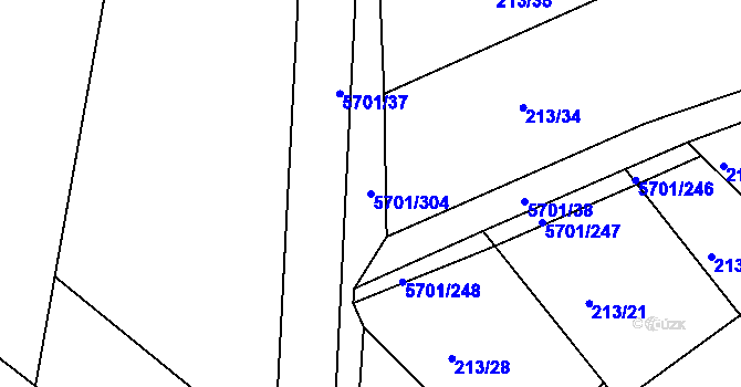 Parcela st. 5701/304 v KÚ Hrádek u Znojma, Katastrální mapa