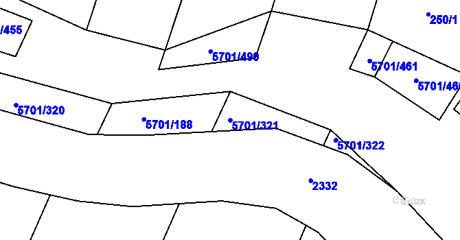 Parcela st. 5701/321 v KÚ Hrádek u Znojma, Katastrální mapa