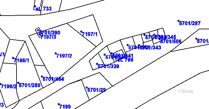 Parcela st. 5701/340 v KÚ Hrádek u Znojma, Katastrální mapa