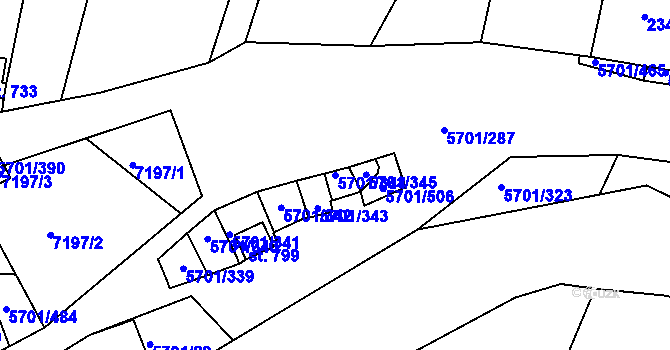 Parcela st. 5701/344 v KÚ Hrádek u Znojma, Katastrální mapa