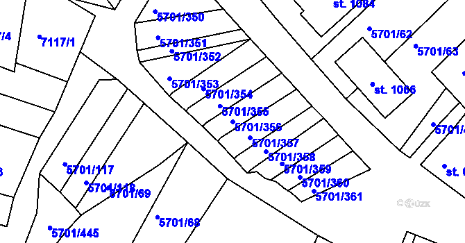 Parcela st. 5701/356 v KÚ Hrádek u Znojma, Katastrální mapa