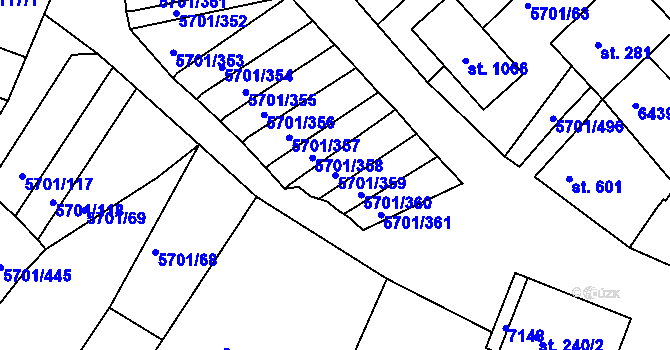 Parcela st. 5701/359 v KÚ Hrádek u Znojma, Katastrální mapa