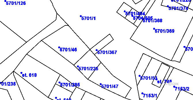 Parcela st. 5701/367 v KÚ Hrádek u Znojma, Katastrální mapa