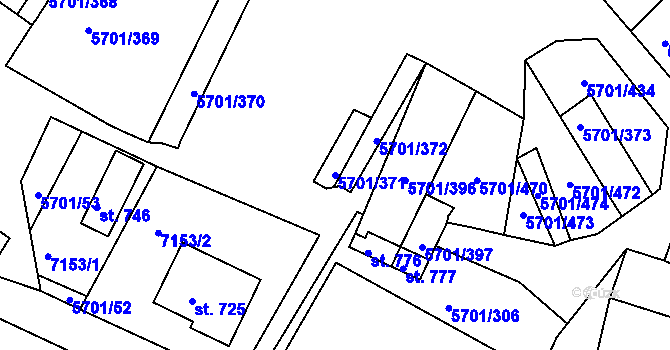 Parcela st. 5701/371 v KÚ Hrádek u Znojma, Katastrální mapa