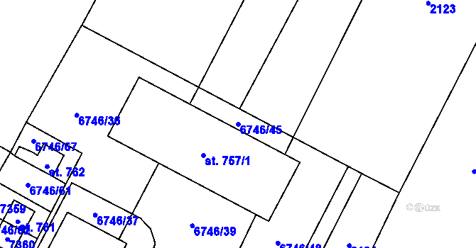 Parcela st. 6746/45 v KÚ Hrádek u Znojma, Katastrální mapa