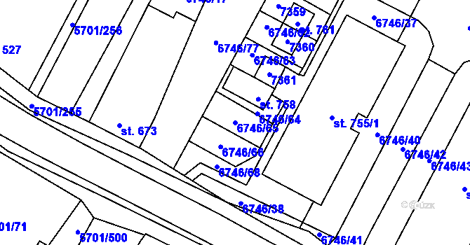 Parcela st. 6746/65 v KÚ Hrádek u Znojma, Katastrální mapa