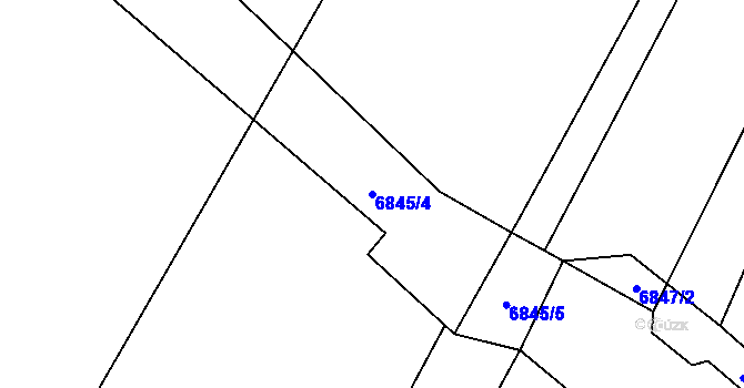 Parcela st. 6845/4 v KÚ Hrádek u Znojma, Katastrální mapa