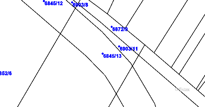 Parcela st. 6845/13 v KÚ Hrádek u Znojma, Katastrální mapa