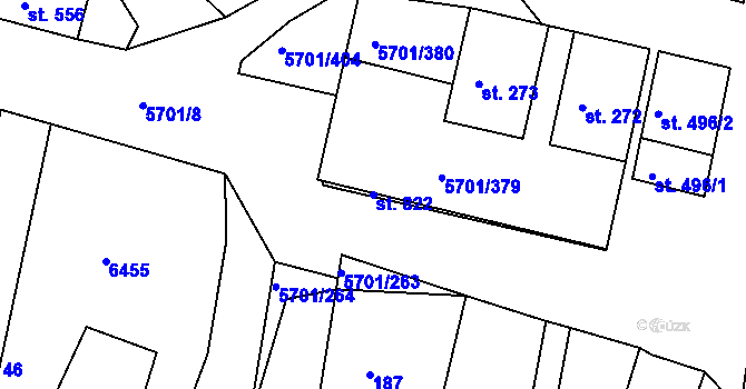 Parcela st. 822 v KÚ Hrádek u Znojma, Katastrální mapa