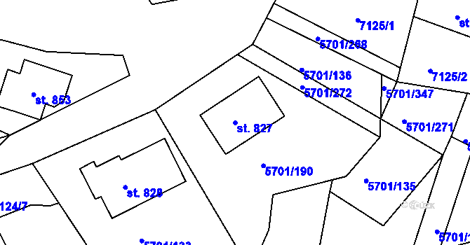 Parcela st. 827 v KÚ Hrádek u Znojma, Katastrální mapa