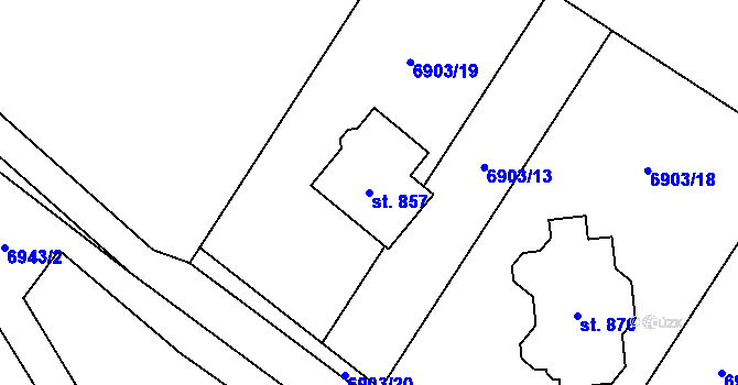 Parcela st. 857 v KÚ Hrádek u Znojma, Katastrální mapa