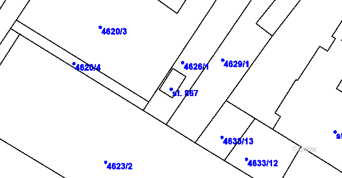 Parcela st. 867 v KÚ Hrádek u Znojma, Katastrální mapa