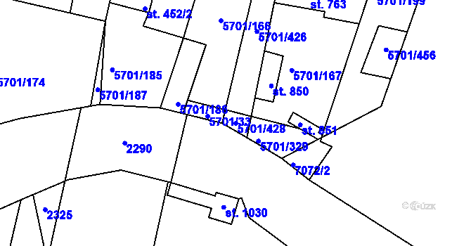 Parcela st. 5701/428 v KÚ Hrádek u Znojma, Katastrální mapa