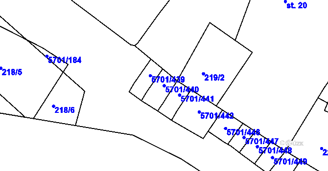 Parcela st. 5701/440 v KÚ Hrádek u Znojma, Katastrální mapa