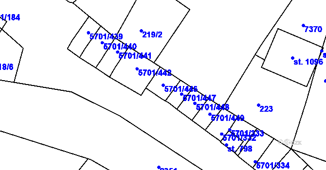 Parcela st. 5701/446 v KÚ Hrádek u Znojma, Katastrální mapa