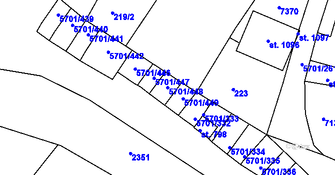 Parcela st. 5701/448 v KÚ Hrádek u Znojma, Katastrální mapa