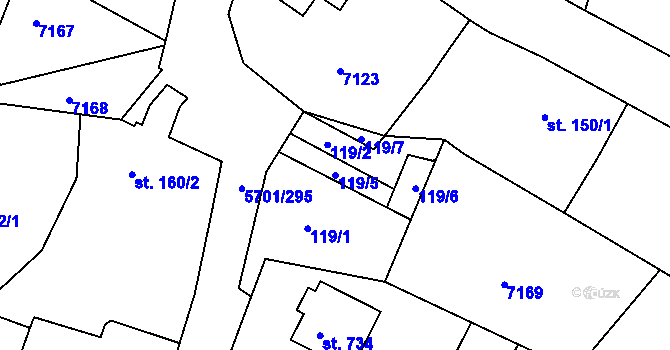 Parcela st. 119/5 v KÚ Hrádek u Znojma, Katastrální mapa