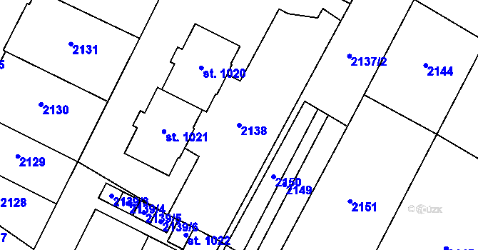 Parcela st. 2138 v KÚ Hrádek u Znojma, Katastrální mapa