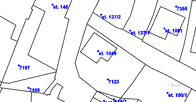 Parcela st. 1049 v KÚ Hrádek u Znojma, Katastrální mapa