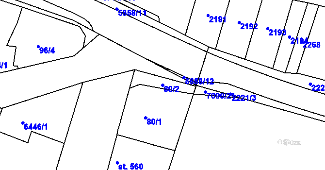 Parcela st. 80/2 v KÚ Hrádek u Znojma, Katastrální mapa