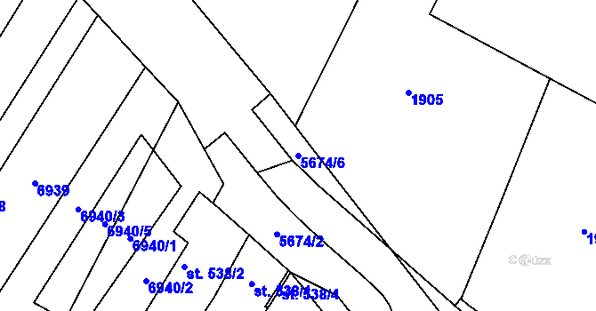 Parcela st. 5674/6 v KÚ Hrádek u Znojma, Katastrální mapa
