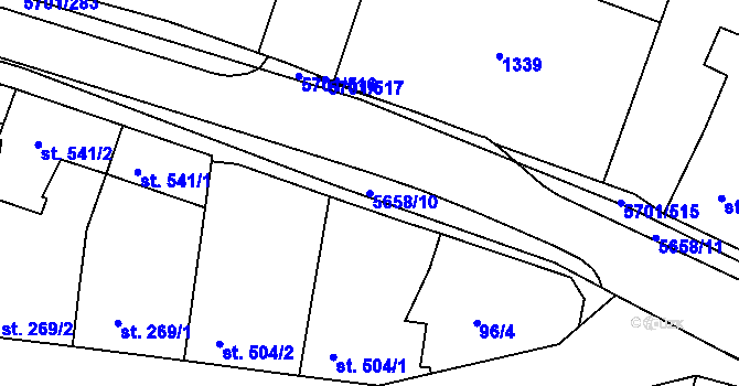 Parcela st. 5658/10 v KÚ Hrádek u Znojma, Katastrální mapa