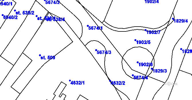 Parcela st. 5674/3 v KÚ Hrádek u Znojma, Katastrální mapa