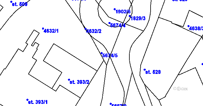 Parcela st. 5674/5 v KÚ Hrádek u Znojma, Katastrální mapa