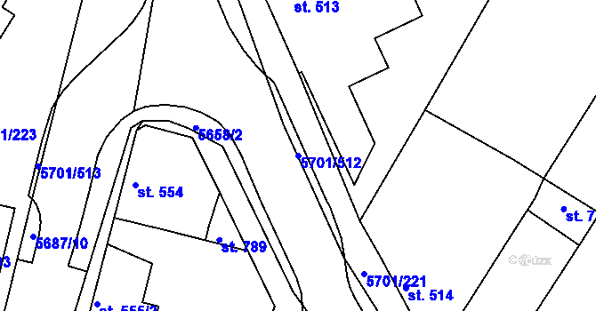 Parcela st. 5701/512 v KÚ Hrádek u Znojma, Katastrální mapa