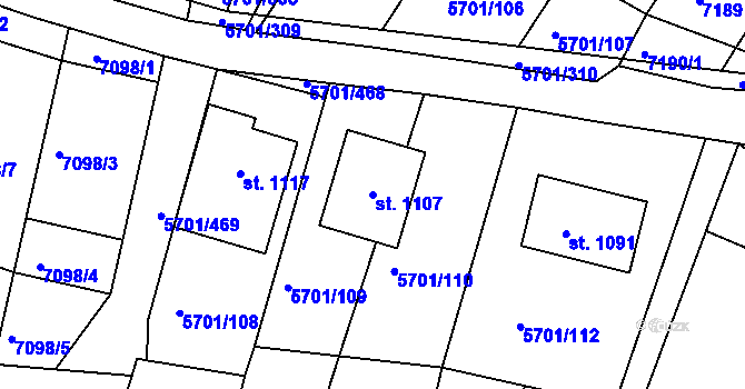 Parcela st. 1107 v KÚ Hrádek u Znojma, Katastrální mapa