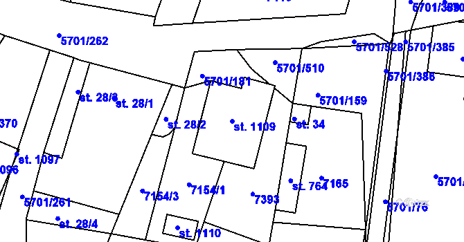 Parcela st. 1109 v KÚ Hrádek u Znojma, Katastrální mapa