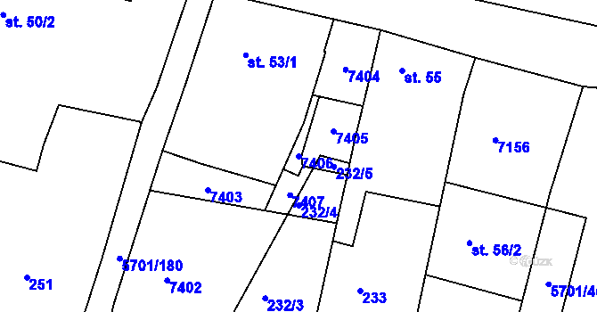 Parcela st. 7406 v KÚ Hrádek u Znojma, Katastrální mapa
