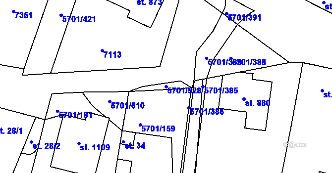 Parcela st. 5701/528 v KÚ Hrádek u Znojma, Katastrální mapa