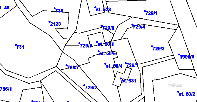 Parcela st. 50/5 v KÚ Hrádek, Katastrální mapa