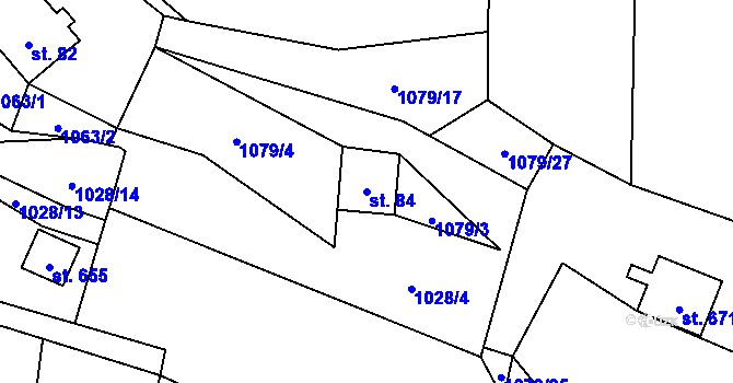 Parcela st. 84 v KÚ Hrádek, Katastrální mapa