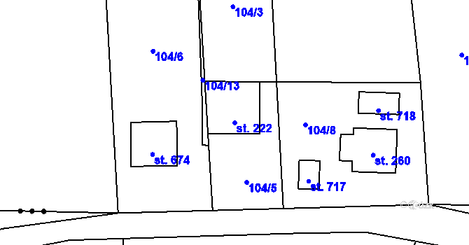 Parcela st. 222 v KÚ Hrádek, Katastrální mapa