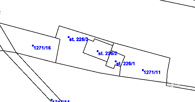 Parcela st. 226/2 v KÚ Hrádek, Katastrální mapa