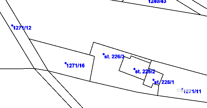 Parcela st. 226/3 v KÚ Hrádek, Katastrální mapa