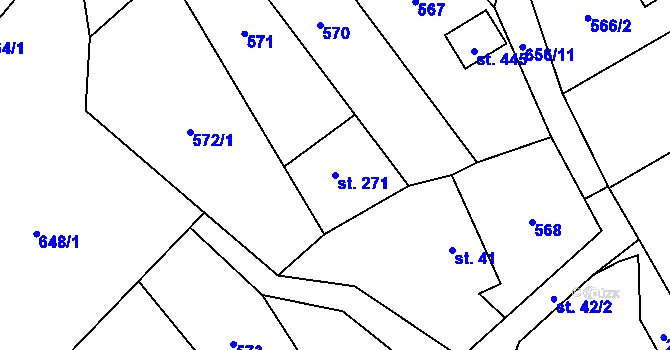 Parcela st. 271 v KÚ Hrádek, Katastrální mapa