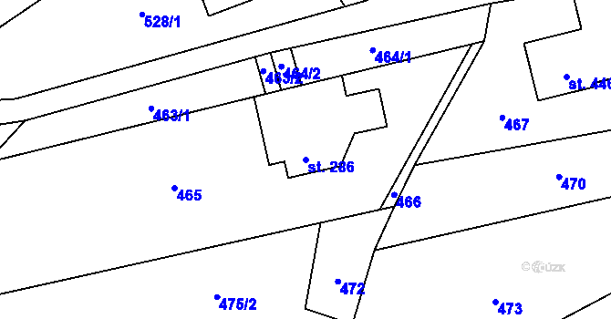 Parcela st. 286 v KÚ Hrádek, Katastrální mapa
