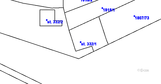 Parcela st. 332/1 v KÚ Hrádek, Katastrální mapa