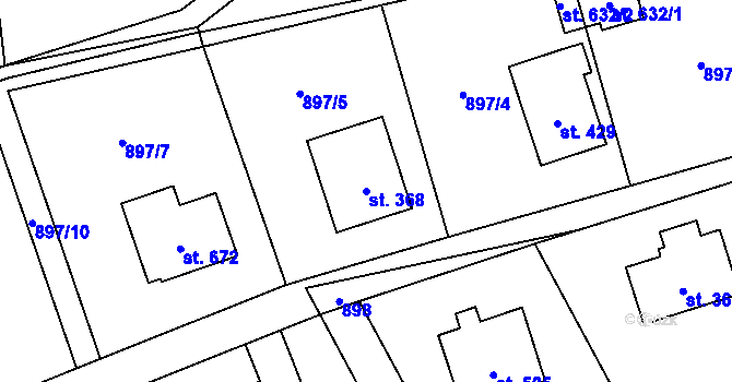 Parcela st. 368 v KÚ Hrádek, Katastrální mapa