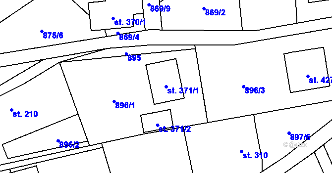 Parcela st. 371/1 v KÚ Hrádek, Katastrální mapa