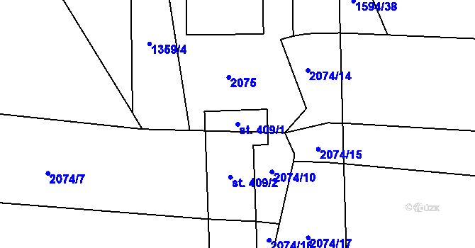 Parcela st. 409/1 v KÚ Hrádek, Katastrální mapa