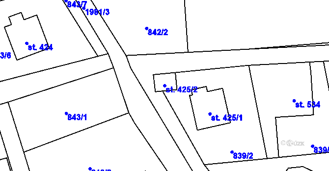 Parcela st. 425/2 v KÚ Hrádek, Katastrální mapa
